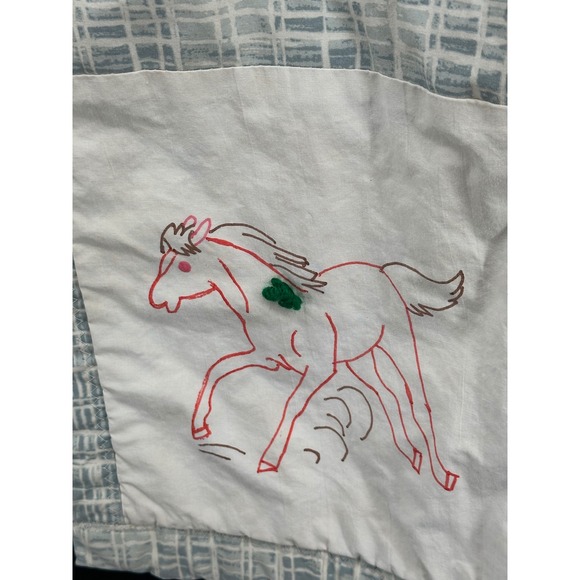 Vintage Handmade Baby Quilt Folk Art Animal Blanket Patchwork Nursery 37x37 - Picture 5 of 9